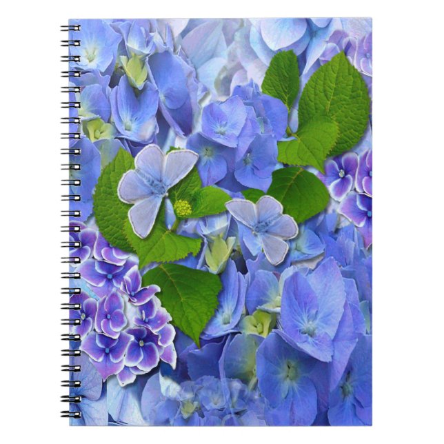 Carnet Hydrangées bleues et papillons (Devant)