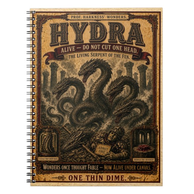 Carnet Hydre, Monstre de Cirque Vintage (Devant)