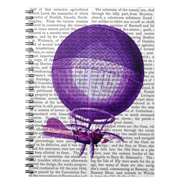 Carnet Hydrogène Blanchard (Violet) Ballons à air chaud (Devant)