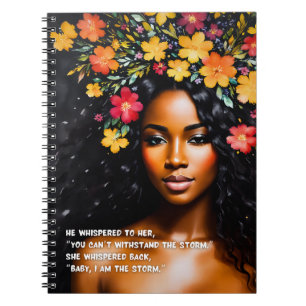 Carnet I Am the Storm Black Woman Aquarelle Floral Art