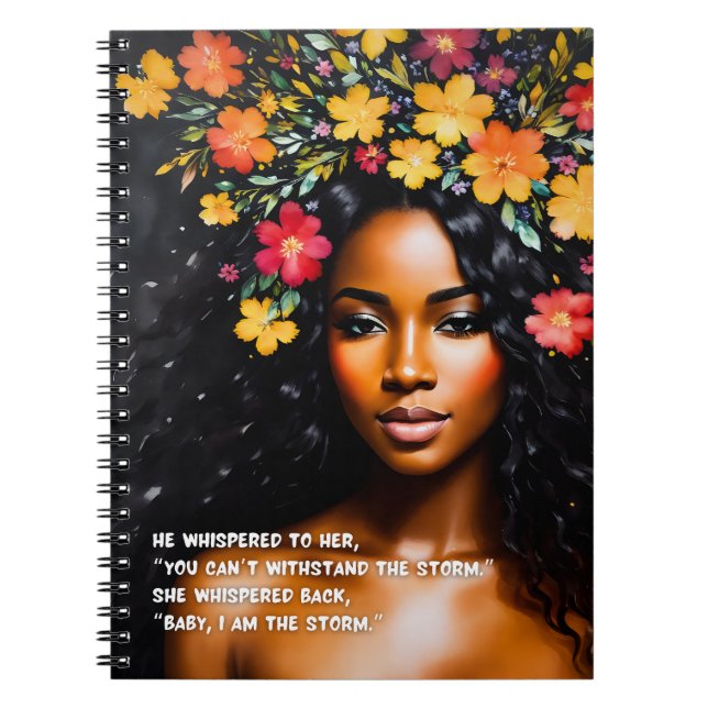 Carnet I Am the Storm Black Woman Aquarelle Floral Art (Devant)