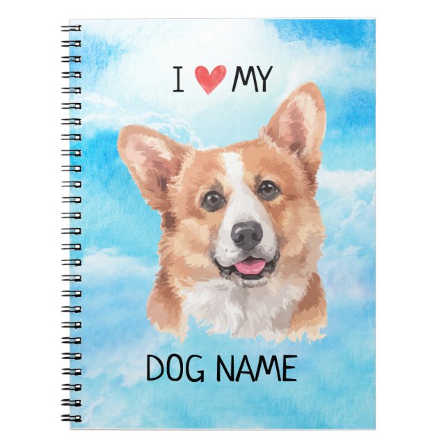 Carnet I coeur mon aquarelle d'animal familier de chien (Devant)