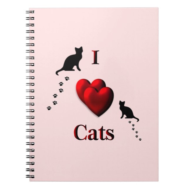 Carnet I Heart Cats Pink (Devant)