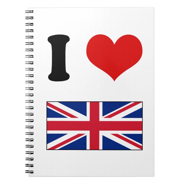 Carnet I Heart Love UK British Union Jack Flag (Devant)