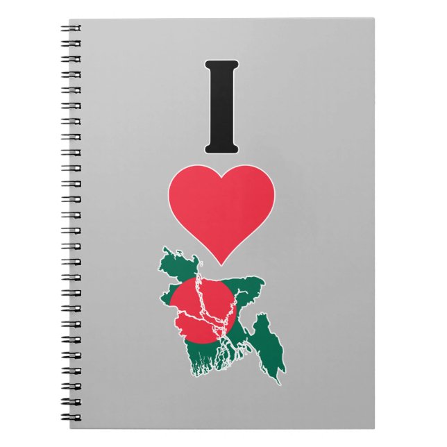 Carnet I Love Bangladesh Vertical Heart Country Carte (Devant)