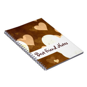 Carnet I Love Grunge Light Brown Heart Motif