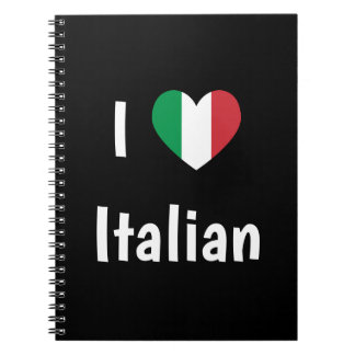 Carnet I Love Italien Drapeau Couleurs Coeur
