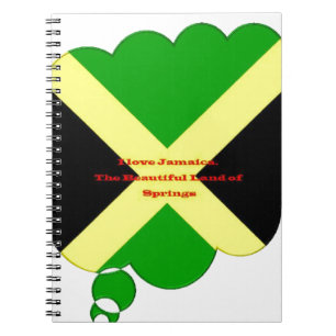 Carnet I Love Jamaica Text on Flag Art Print