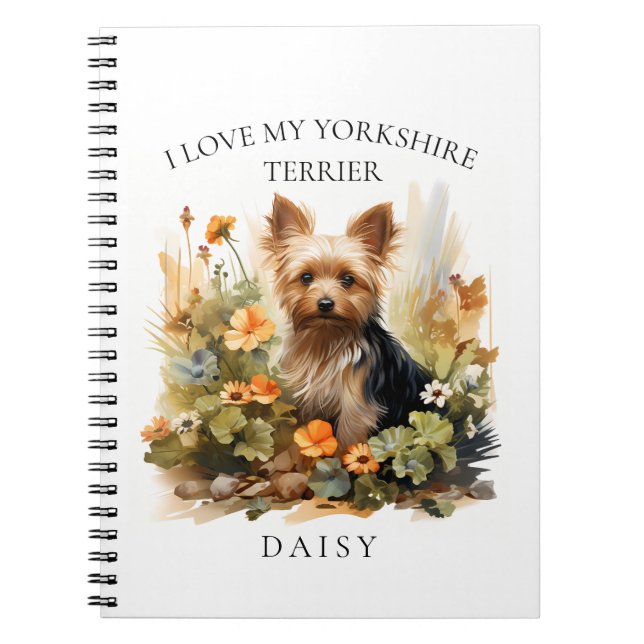 Carnet I Love My Yorkshire Terrier Floral Chien Portrait (Devant)
