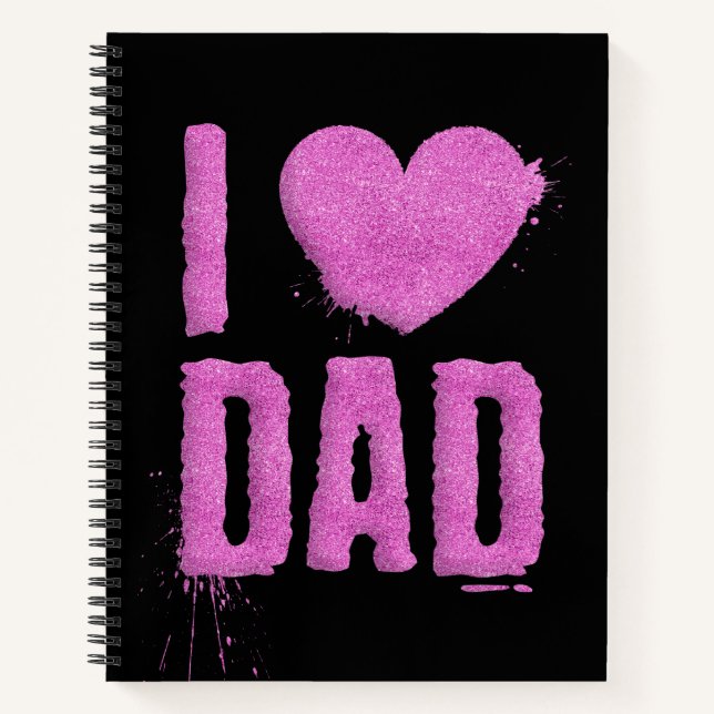 Carnet I Love Papa Pink Parties scintillant Typographie | (Devant)