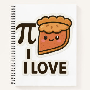 Carnet I Love Pi Sticker - Mignonne Math & Pie Pun Design