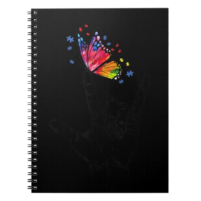 Carnet I Love You Hand Sign Language Butterfly Puzzle Pie (Devant)