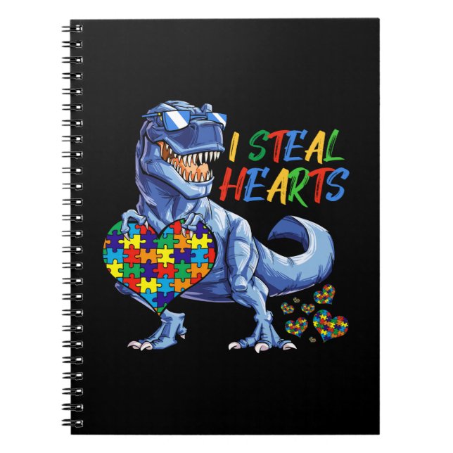 Carnet I Steal Heart Puzzle Autism Awareness Dinosaures (Devant)