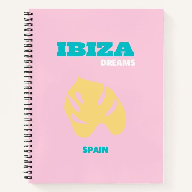 Carnet Ibiza, Espagne Travel Art, Preppy, Rose (Devant)