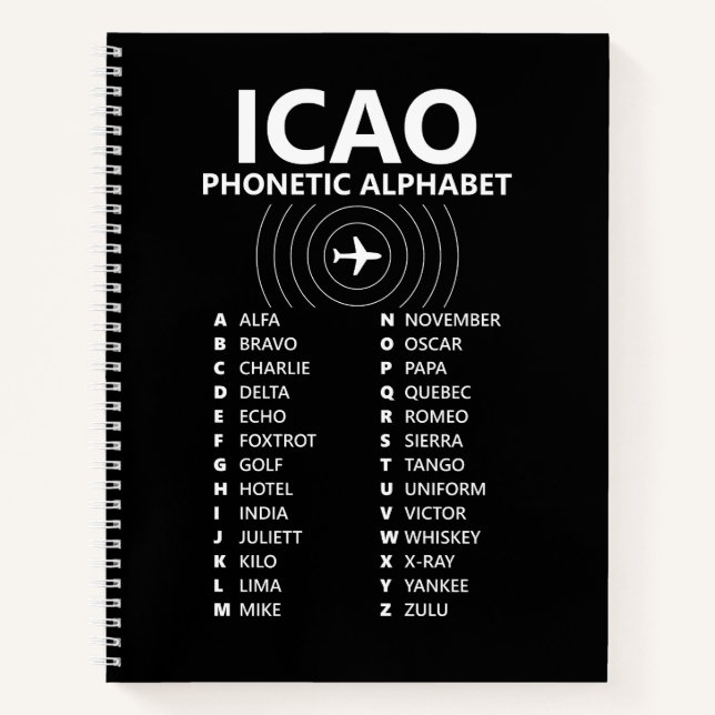 Carnet ICAO Phonetic Alphabet Notebook – Black Edition (Devant)