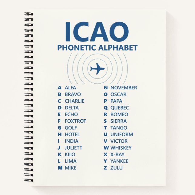 Carnet ICAO Spelling Alphabet – Pilot Lined Notebook (Devant)