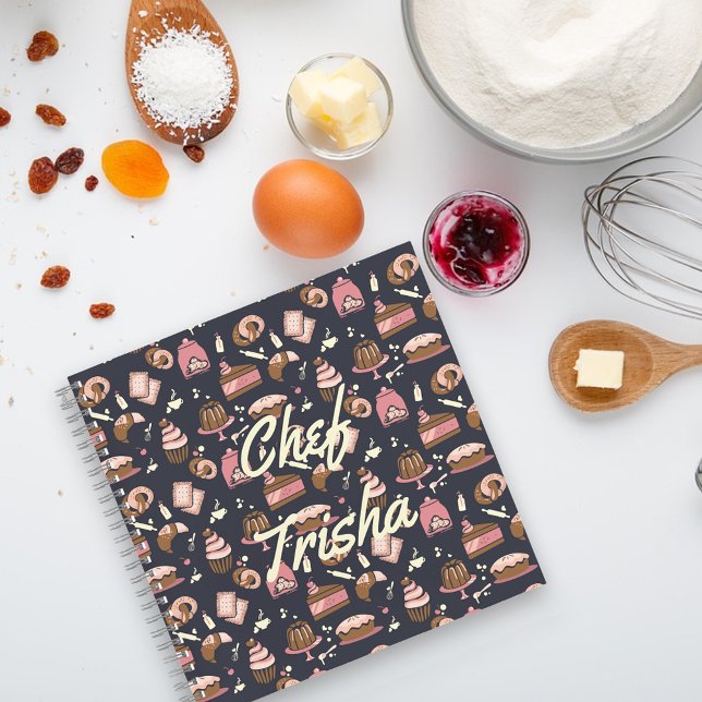 Carnet Icône de chef pâtissier Pro Dark Blue•Recette (Créateur téléchargé)