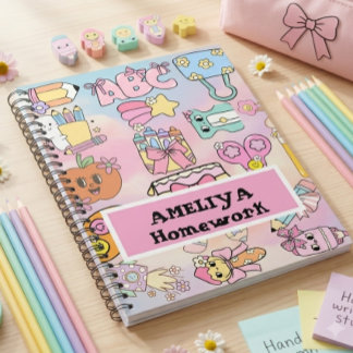Carnet Icônes ABC pastel personnalisées pour filles Retou