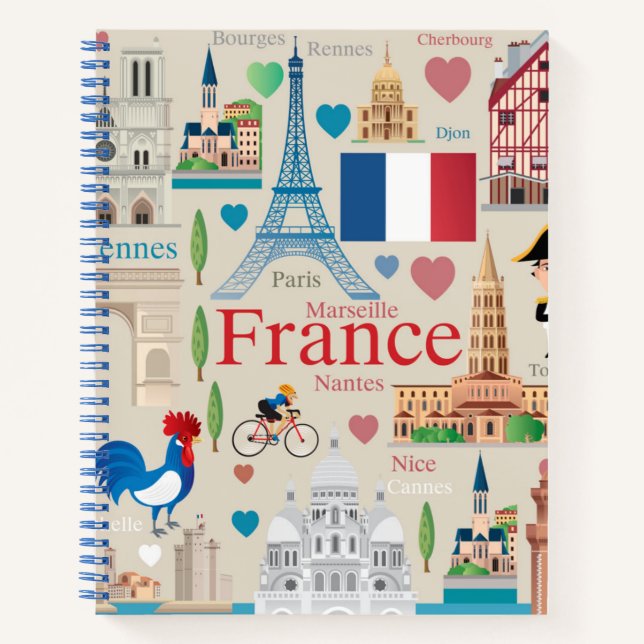 Carnet Icônes de France mignonne (Devant)
