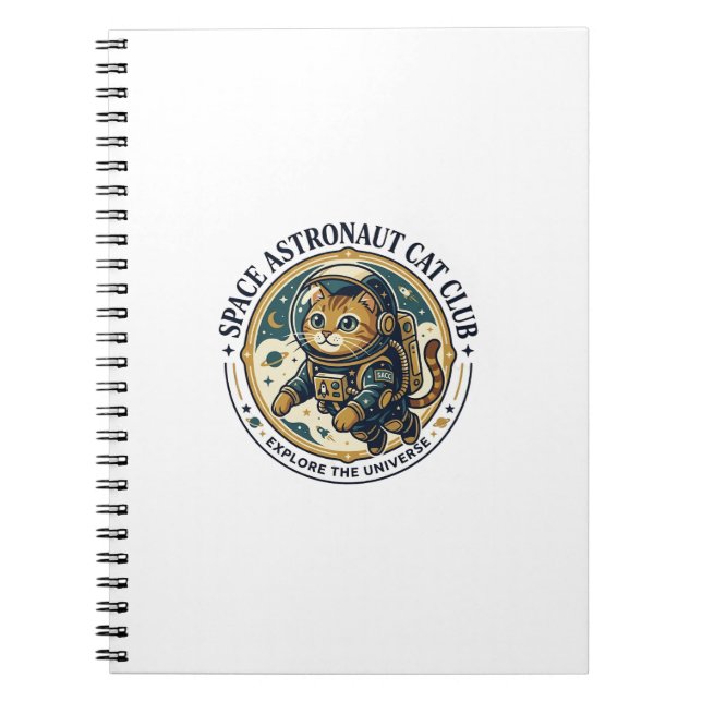 Carnet Idée cadeau papa chat astronaute spatial - Astrona (Devant)