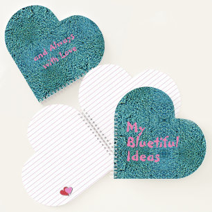 Carnet Idées Bleues Étincelantes Bleu Eau Coeur En Forme
