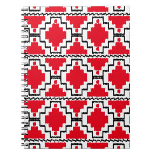 Carnet Ikat Aztec Pattern - Red, Black and White
