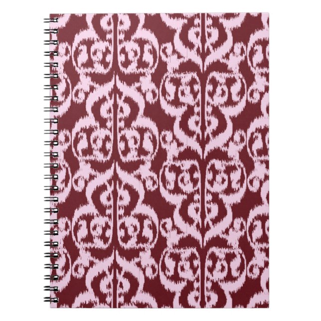Carnet Ikat Moorish Damask - bordeaux et rose (Devant)