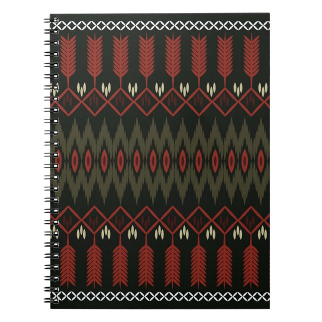 Carnet Ikat Motif : Ornement ethnique géométrique (Devant)