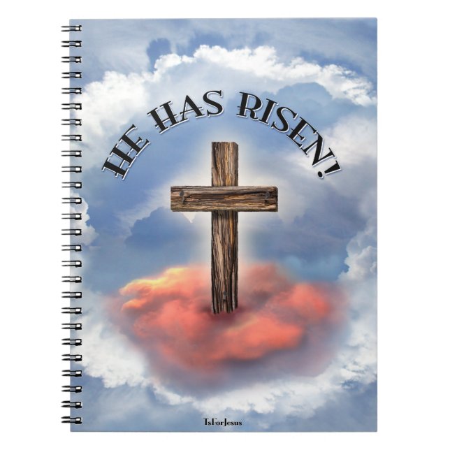 Carnet Il Est Ressuscité Rugged Cross Avec Nuages (Devant)