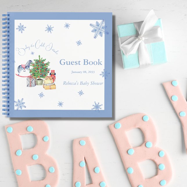 Carnet Il fait froid dehors Noël Baby shower bleu invité (Créateur téléchargé)
