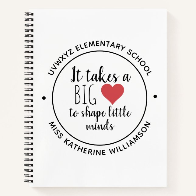 Carnet Il faut un grand coeur enseignant Appréciation per (Devant)