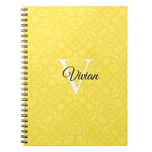Carnet Illuminating Yellow Watercolor Monogram Name  (Devant)