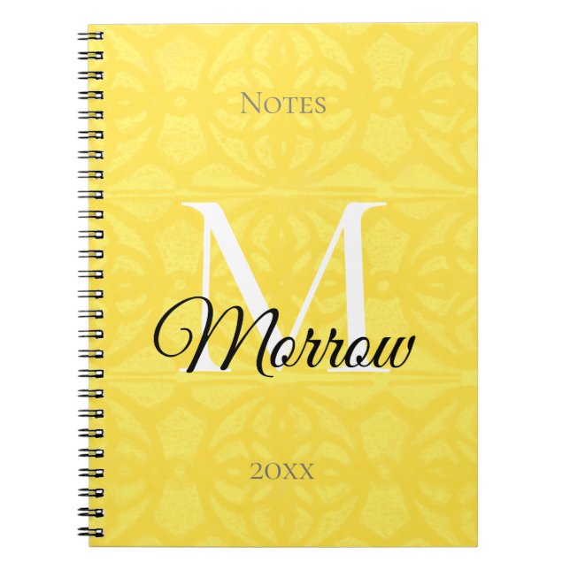 Carnet Illuminer Batik jaune Nom et année (Devant)