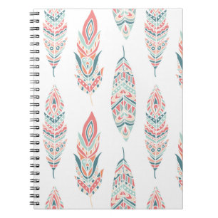 Carnet Illustration à la main des plumes ethniques