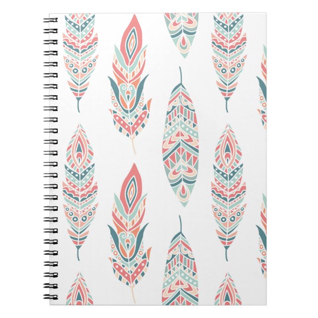 Carnet Illustration à la main des plumes ethniques (Devant)