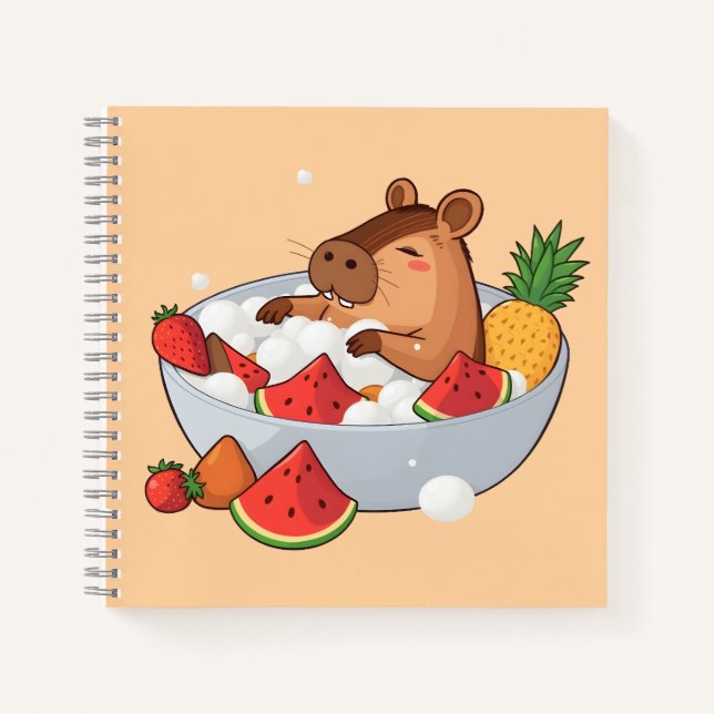 Carnet Illustration adorable de capybara dans un bain de  (Devant)