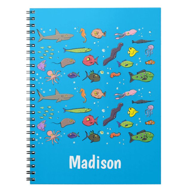 Carnet Illustration amusante de créatures marines (Devant)