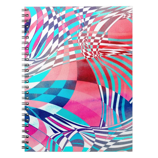 Carnet Illustration aquarelle avec vagues linéaires graph (Devant)