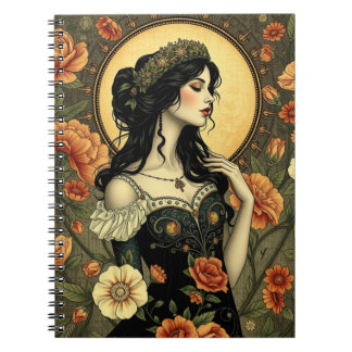 Carnet Illustration Art Nouveau Floral Femme