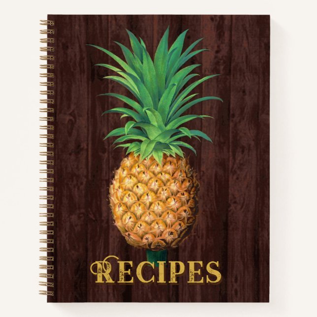 Carnet Illustration botanique d'ananas contre l'acajou (Devant)