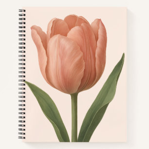 Carnet Illustration botanique de la tulipe de pêche éléga