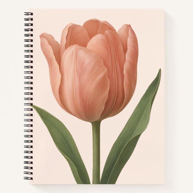 Carnet Illustration botanique de la tulipe de pêche éléga (Devant)