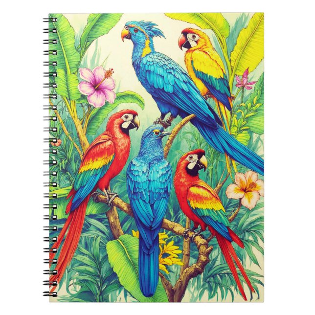 Carnet Illustration botanique d'oiseaux tropicaux (Devant)