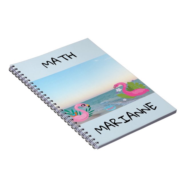 Carnet Illustration centrée sur l'océan de flamants roses (Côté Droit)