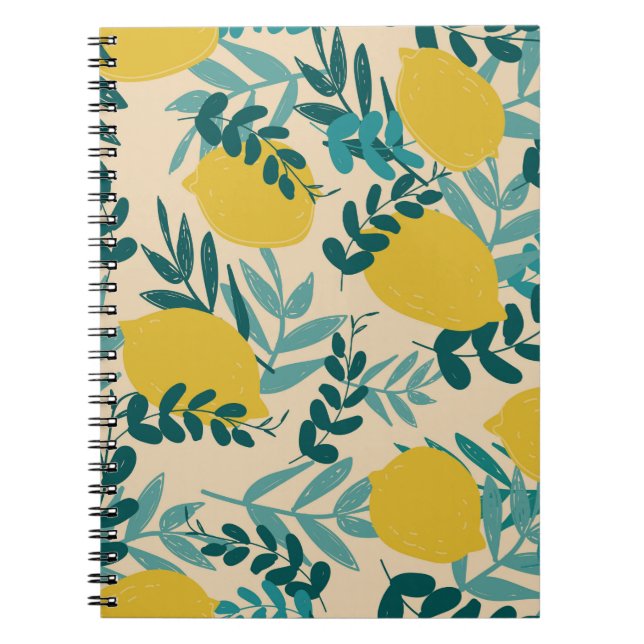 Carnet illustration. citrons arrière - plans et feuilles (Devant)