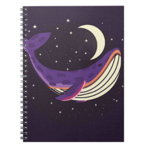 Carnet Illustration colorée portrait de la baleine mignon