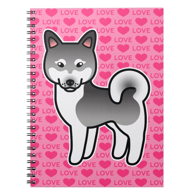 Carnet Illustration d'amour de chien Klee Kai gris d'Alas (Devant)