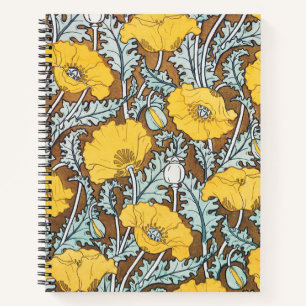 Carnet illustration d'art pavot fleur jaune