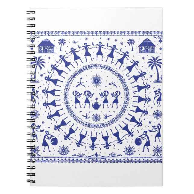 Carnet Illustration d'art tribal indien Warli (Devant)