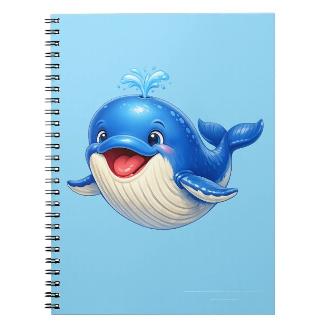 Carnet Illustration de baleine mignonne aux grands yeux A (Devant)